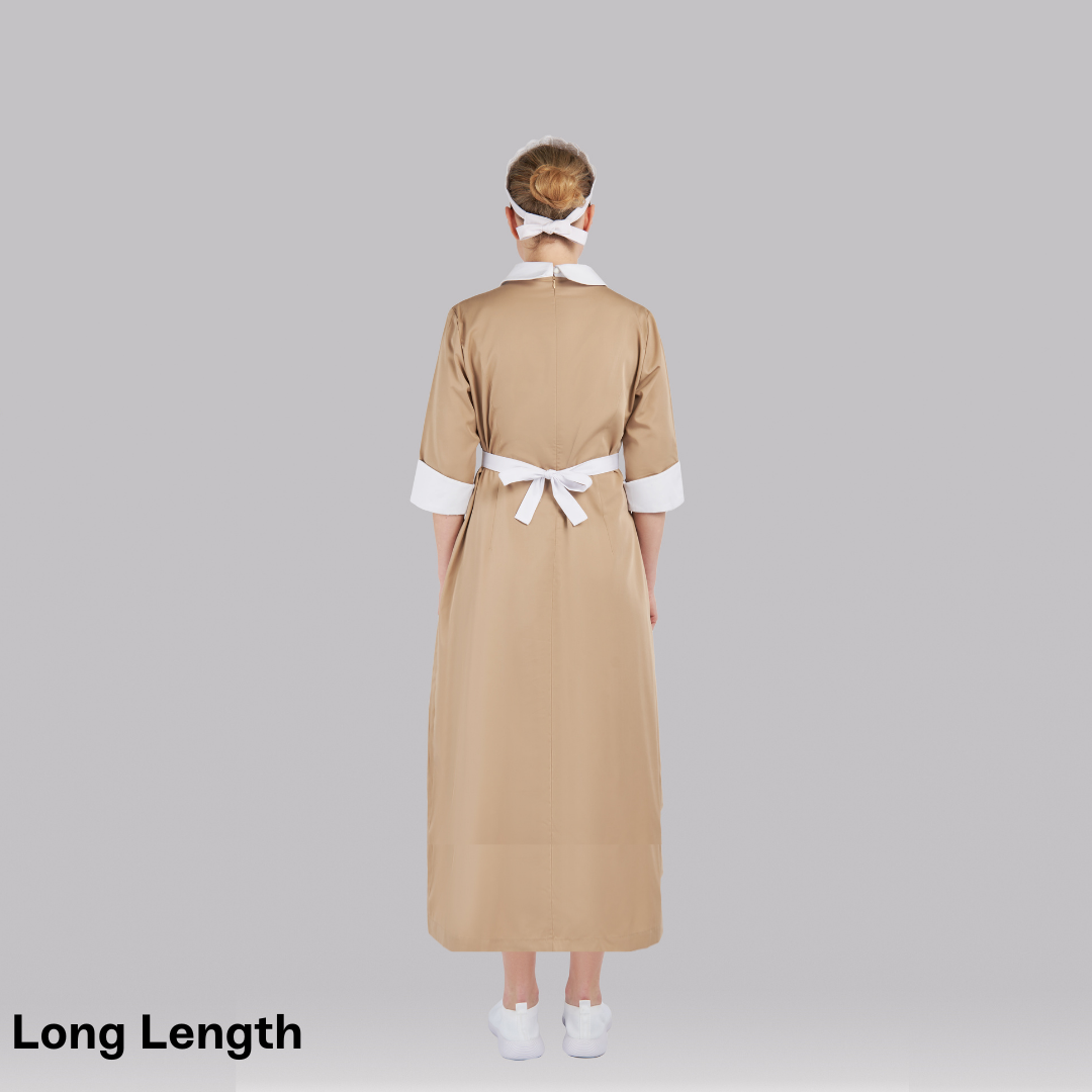 Formal Uniform Dress – Beige with Apron, Long